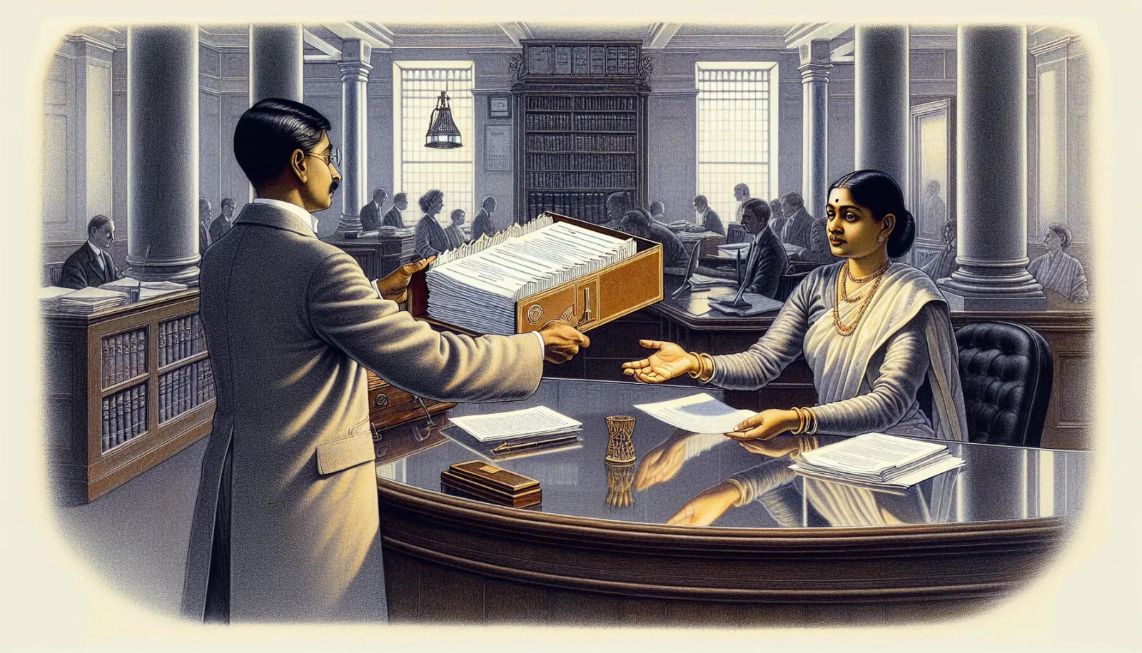 Illustration of a person submitting documents at the Voivodeship Office